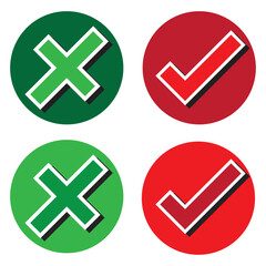 Obraz premium checkmark and X mark icon. check and uncheck icon vector. validation icon vector. for apps and websites.
