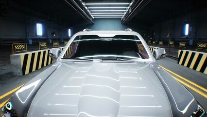 Generic 3d car crash test. Car destruction.3d rendering.