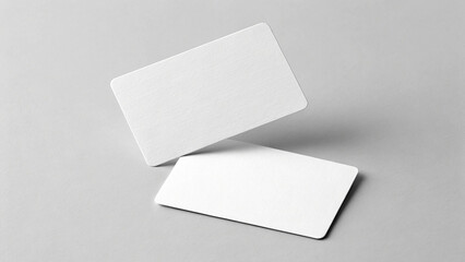 Blank white business card mockup on gray background for branding paper, 3d rendering, 3d illustration.

