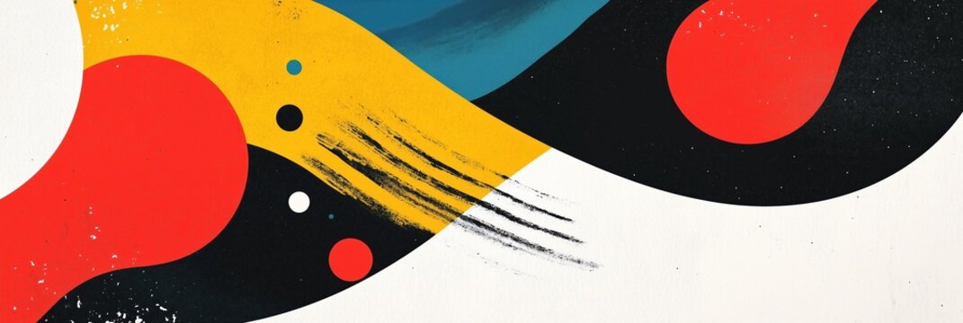 Dynamic typography banner promoting event with vibrant colors and abstract design