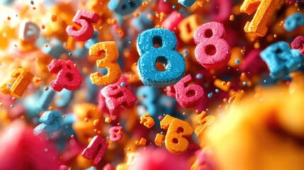 Colorful numbers falling and representing numerology and luck. Ai generated