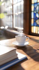 Teacup Book Sunlight Window Calm Peaceful