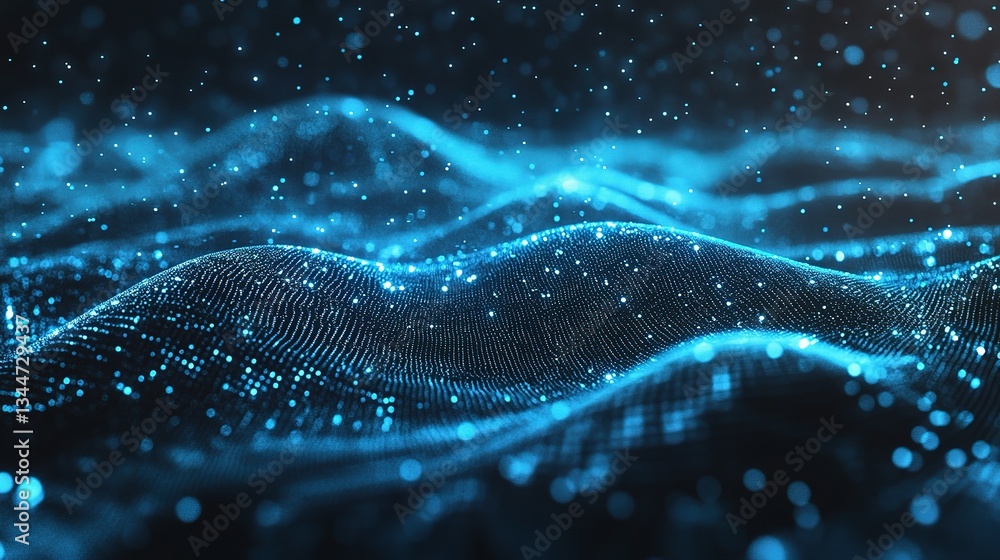 Poster digital particle concept with backend technology visualization