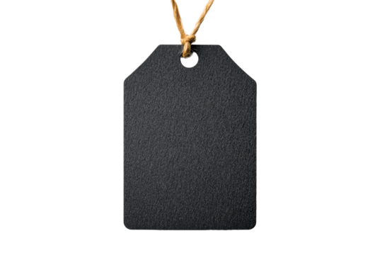 Blank black tag with string for labeling items