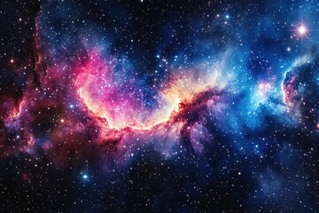 A vibrant depiction of colorful nebulas and countless stars across space