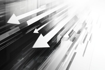 This abstract design showcases a series of upward arrows in a sleek, tech-inspired background