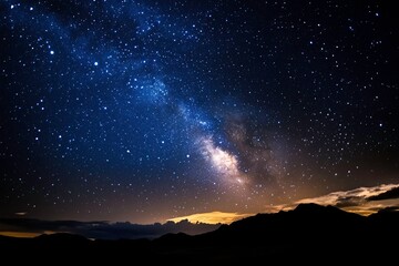 Breathtaking Milky Way and Starry Night Sky Over the Horizon for Astronomy and Space Concepts