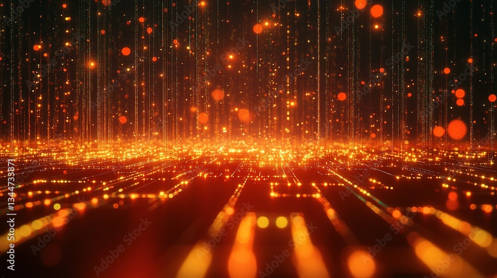 Poster dynamic 3d rendering of big data technology background with lights