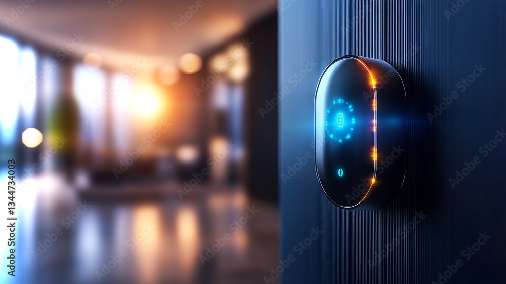 Poster futuristic smart lock with ai technology displayed in a modern i