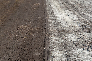 Enhancing soil fertility by adding lime, on the left ontreated, on the right treated soil