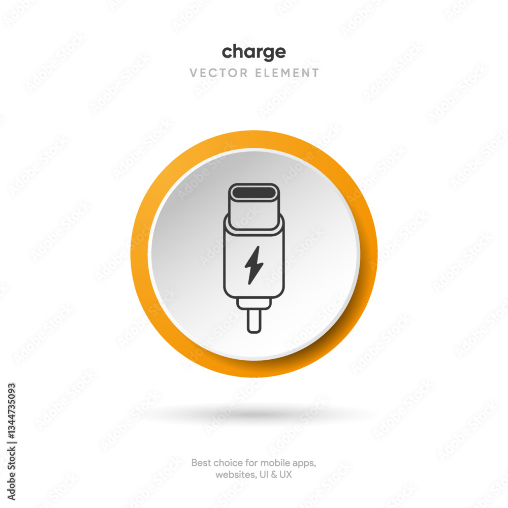 Aufkleber 3d thunder bolt vector. flash logo. lightning icon push button. electrical sign. thunderbolt symbol.