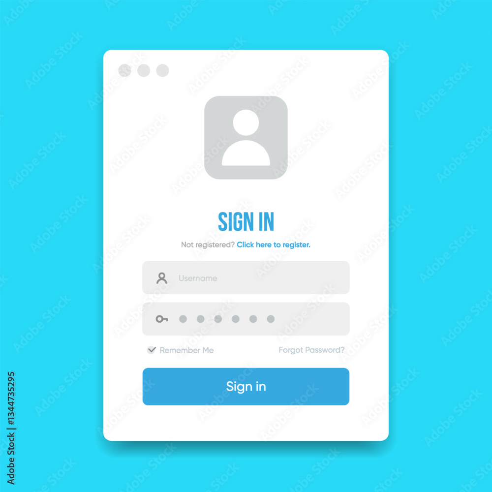Fototapete Set of Sign Up and Sign In forms. Registration and login forms page. Professional and User-friendly web and UI UX design elements. Modern Sign in and Register page. Username, email and password.