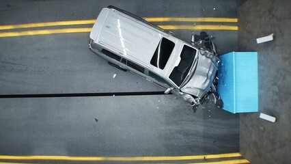Generic 3d car crash test. Car destruction.3d rendering.