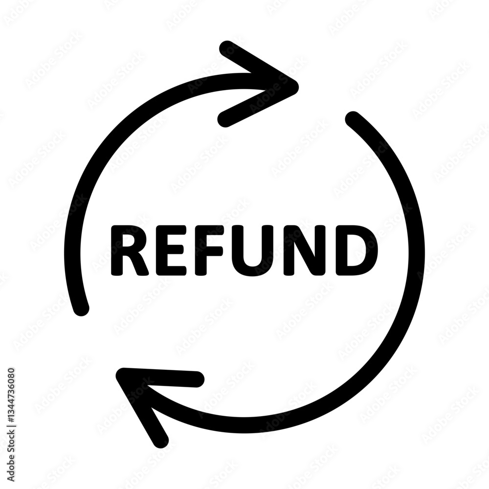 Poster refund vector icon with circular arrow design and 