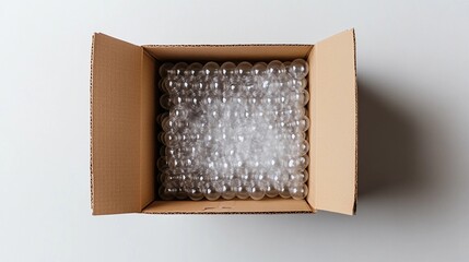 Packing materials secure fragile items in a cardboard box for safe transportation during shipping procedures