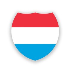 Luxembourg national flag in the shape of a shield isolated on white. Illustration