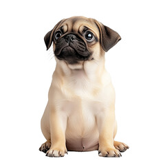 Obraz premium Photo of a pug on a transparent background, a pug sits in full body