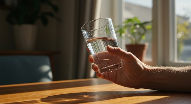 la mano de una persona sosteniendo un vaso de agua 