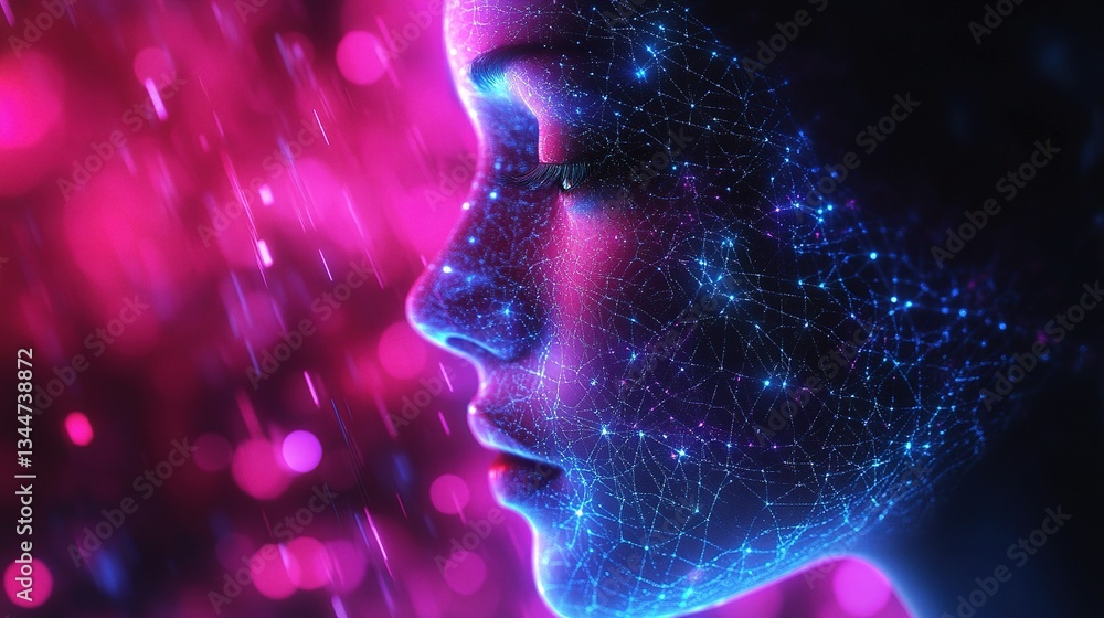 Poster futuristic holographic interface design with digital communication elements
