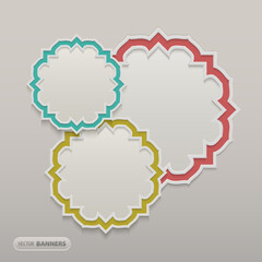 3d Infographic design of 3 round islamic style feames