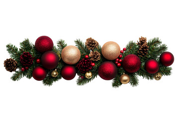 Decorative Christmas ornaments and pine branches