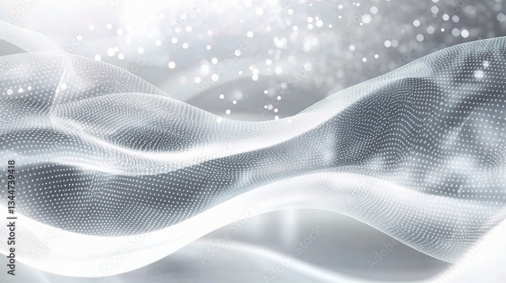 Poster abstract grey background with dynamic waves and soft light effects