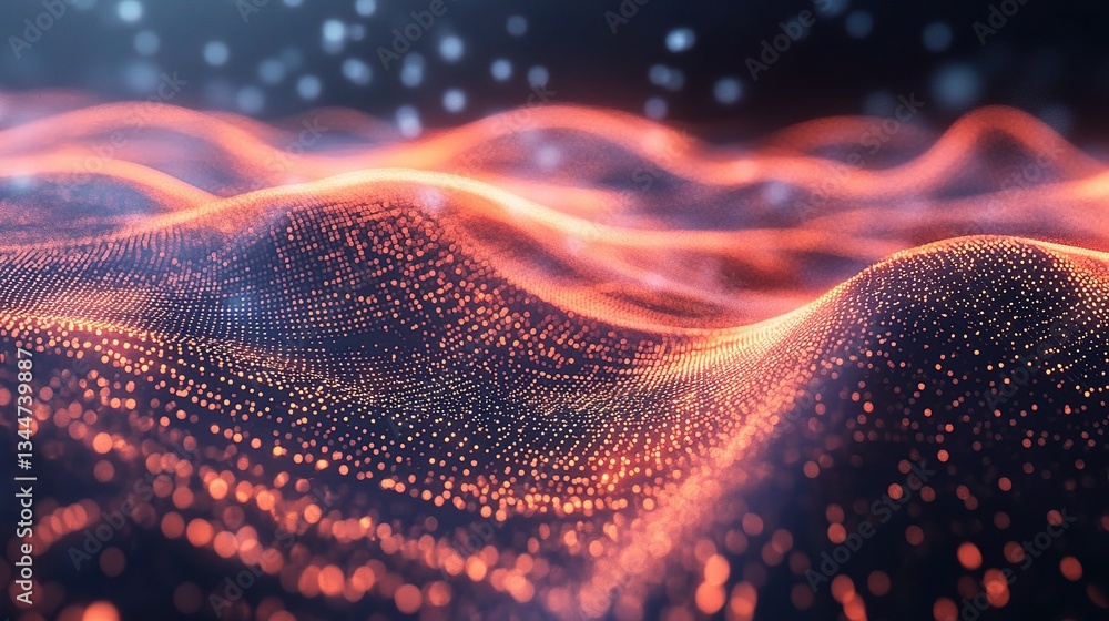 Poster abstract 3d render of digital technology network waves in motion