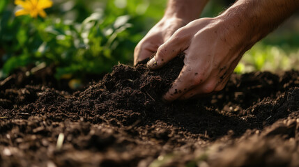 Organic Compost in Hand, Representing Sustainable Gardening and Natural Fertilization