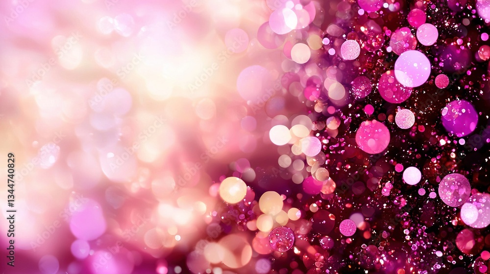Poster a picture features a blurry pink-purple backdrop with multiple tiny dots on its left edge, while the