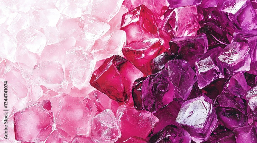 Poster an array of colorful ice cubes stacked atop a white surface