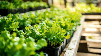 Vertical farming facility with modular hydroponic systems, vibrant crops growing under efficient LED lighting