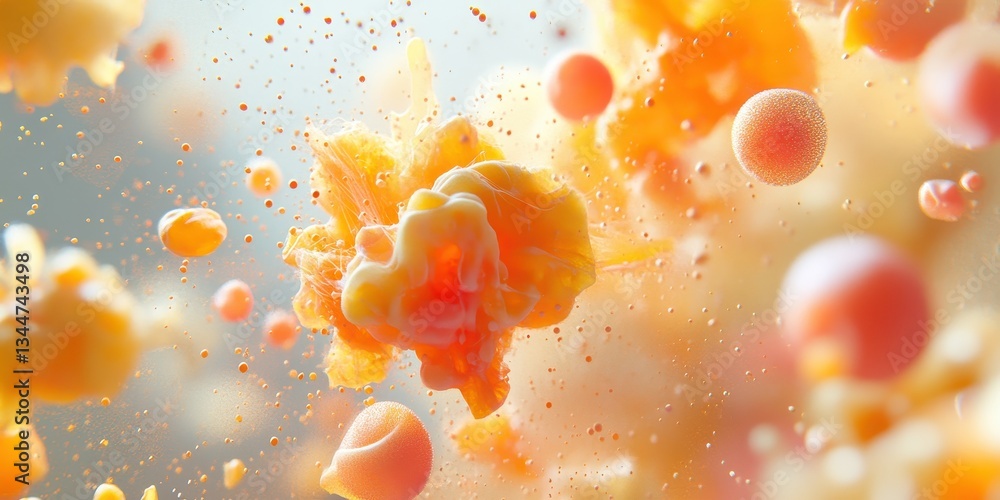 Poster abstract representation of organic forms floating in a fluid medium