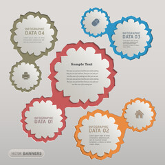 3d Infographic design of 4 paired islamic style shapes