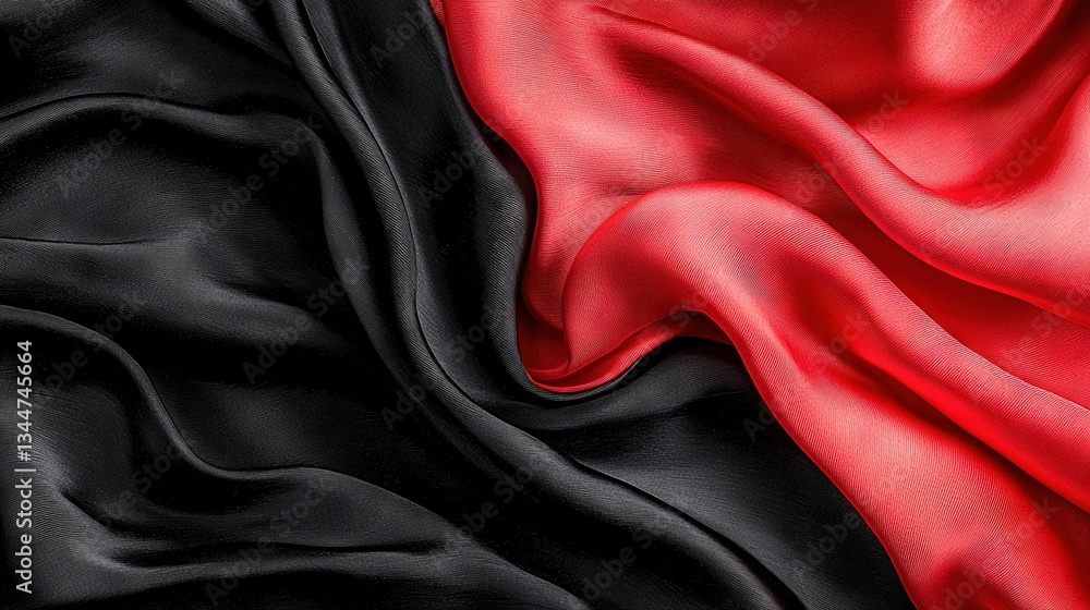 Poster a monochromatic painting features a striped bottom section in black and red, with another identical 