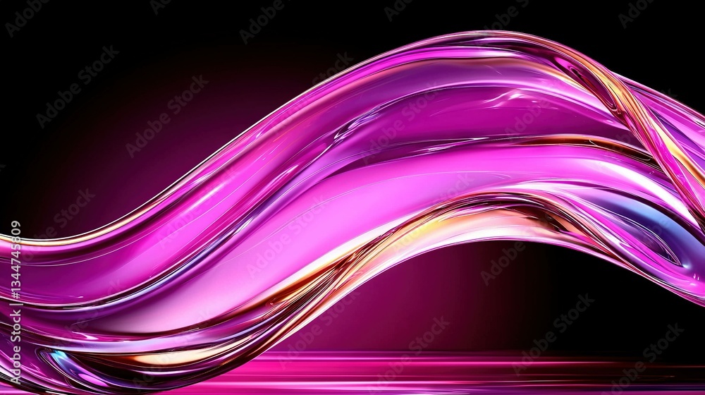 Aufkleber a black background features a pink wave's close-up shot with reflecting light on its bottom