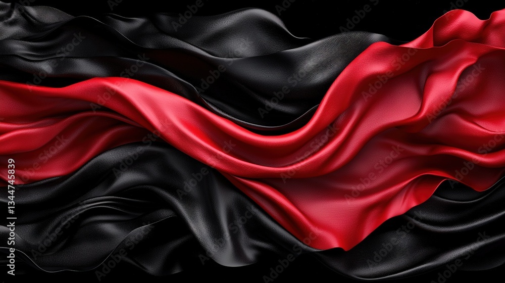 Poster a black and red wavy background with a black background and a red and black wavy pattern