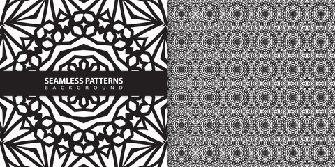 Intricate black and white seamless patterns