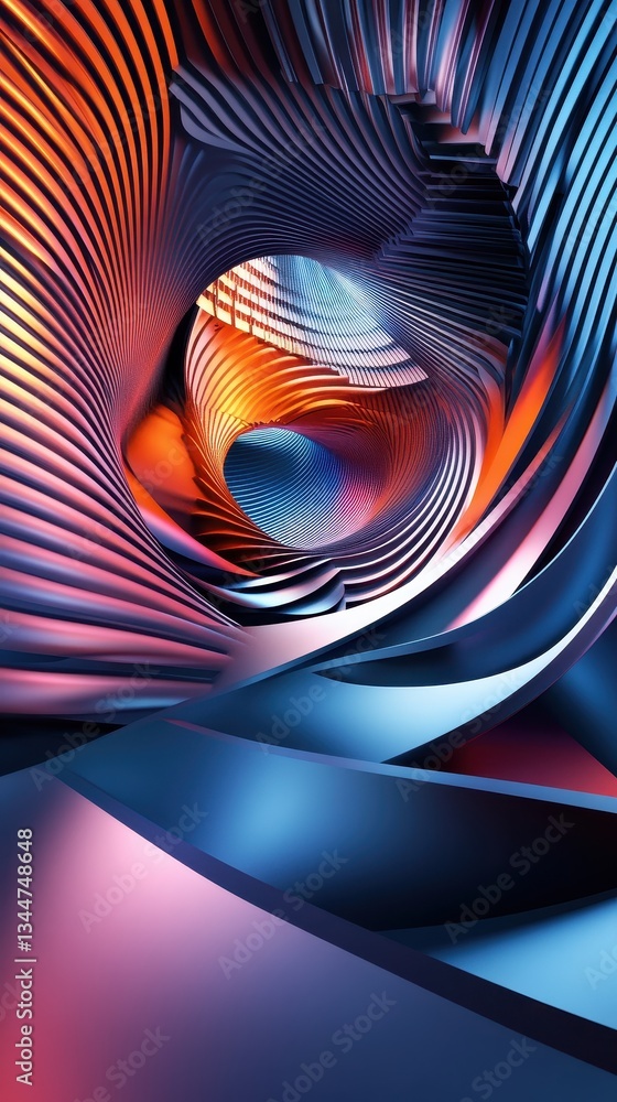 Aufkleber an abstract digital composition showing curved lines and vivid colors