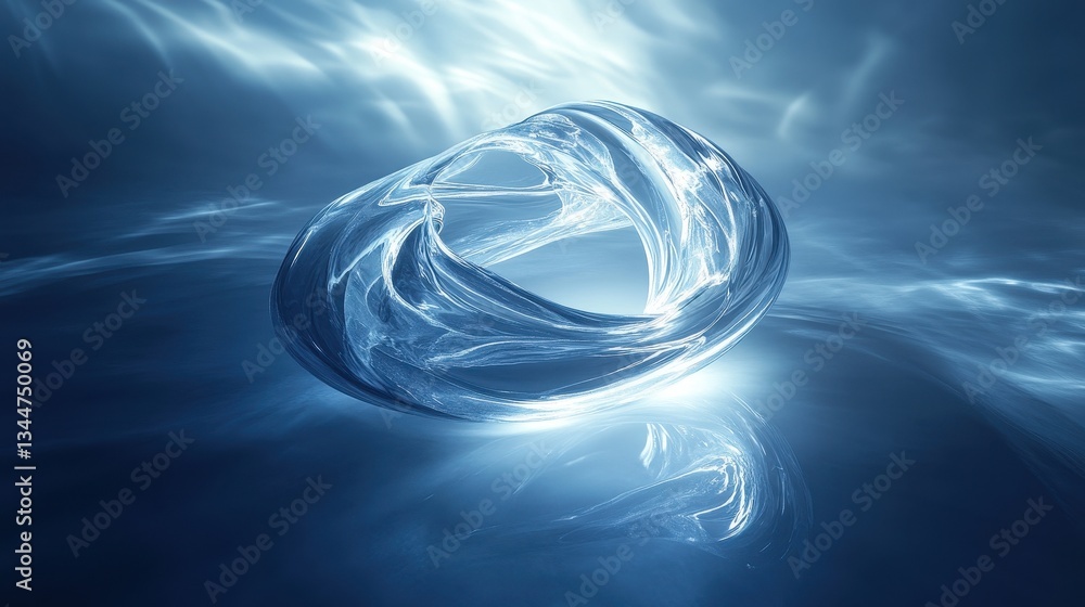 Poster a glowing transparent circular object floating in blue space