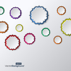 3D round abstract bubble shape with arabesque style on white background