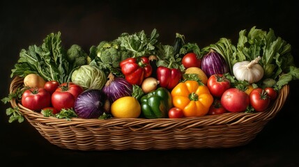 Fresh vegetables in a basket on a white background. Healthy food.