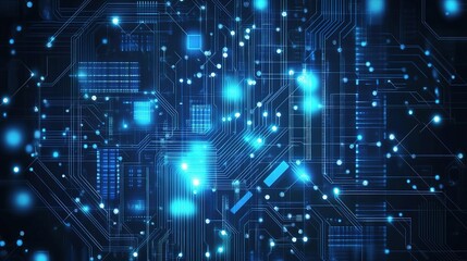 Obraz premium Abstract Circuit Board Design with Futuristic Blue Lights