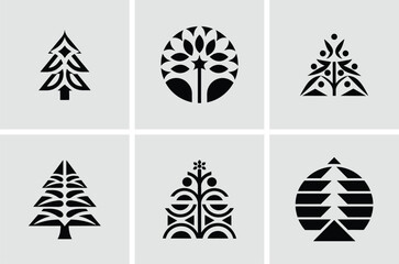Obraz premium Modern Christmas Tree Icons Set