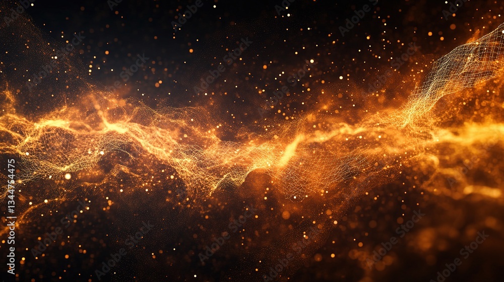 Poster digital holographic wave flow with particle effects in motion