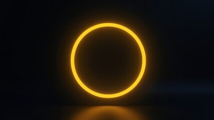 yellow neon circle on black background