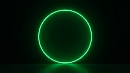 green neon circle on black background