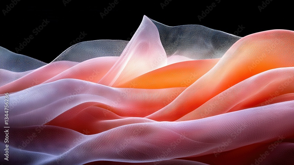 Poster a clearer depiction would be a close-up of a red and white object with wavy patterns at the base, an