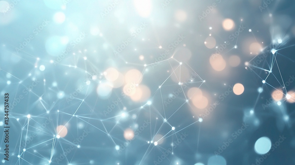 Poster soft gradient background with bokeh and digital network elements