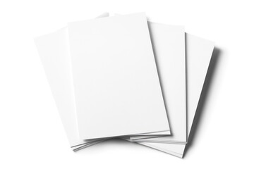 White brochures stacked, studio shot, blank, mockup, printing