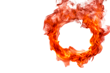 Fiery ring with smoke, transparent bg